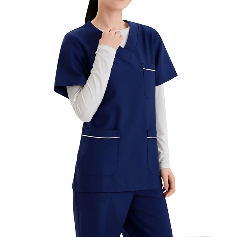 醫護專用手術服套裝，女款夏季短袖洗手衣，醫用透氣面料，撞色口袋工裝制服