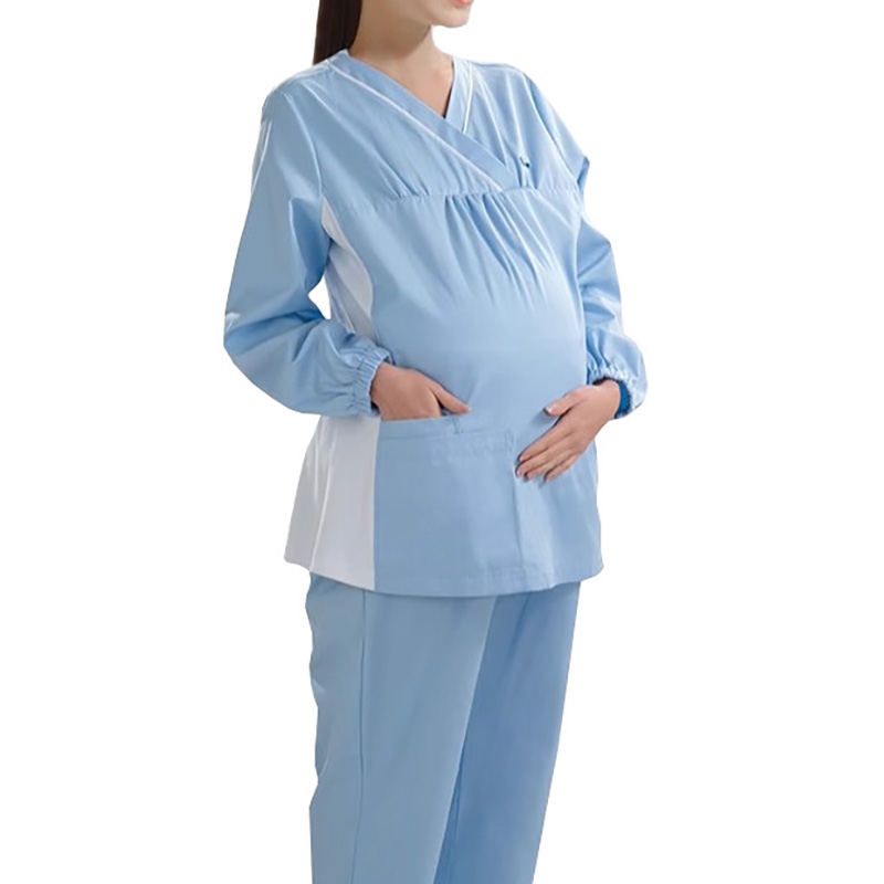 孕期醫護專屬，彈性託腹V領護士服，託腹褲套裝，產檢哺乳期醫護工作服