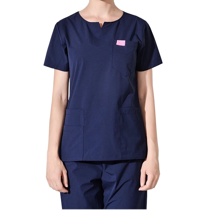 專業手術衣女短袖，深藍色醫護制服，治療室刷手服，護士醫生工作套裝