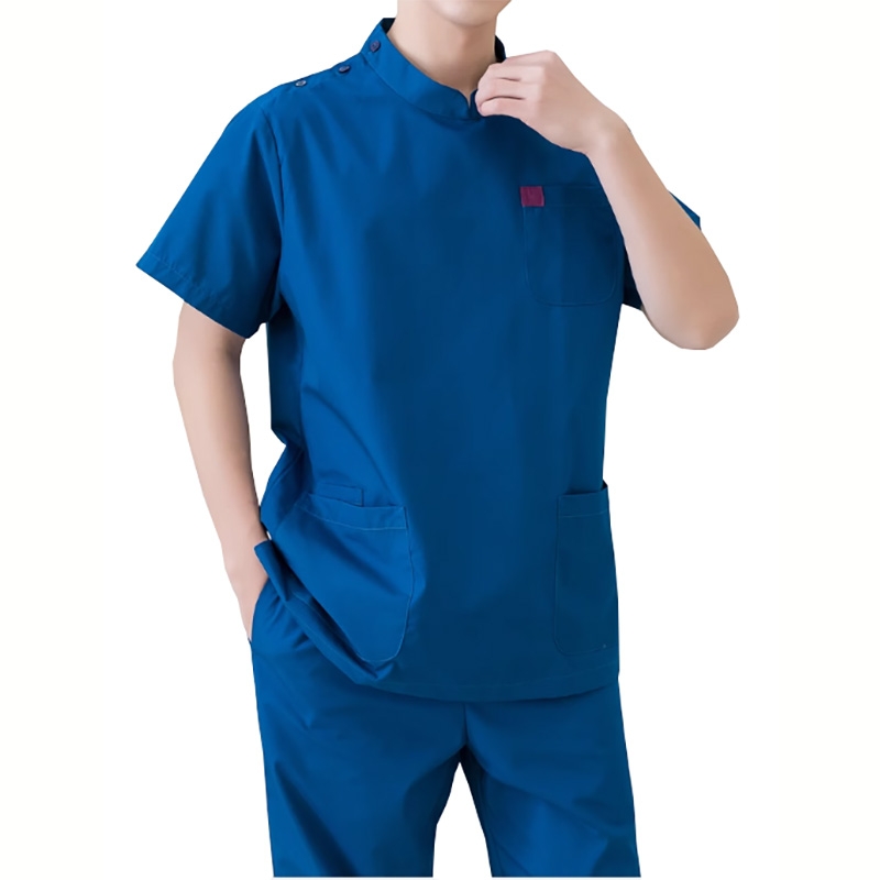 寶藍色醫護短袖套裝，男女同款分體制服，洗手衣定製