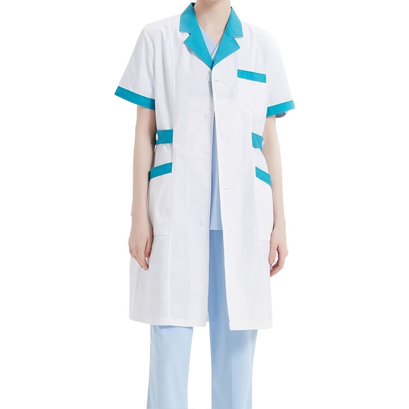 Long-sleeved white coats for doctors and nurses, beauty salon tattoo artists‘ uniforms, pharmacy workwear summer attire