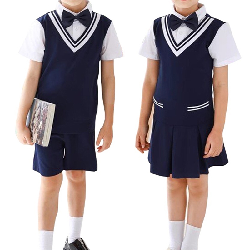 日常上學優選 藏青英倫兒童校服 男女款領結套裝 舒適有型校園服