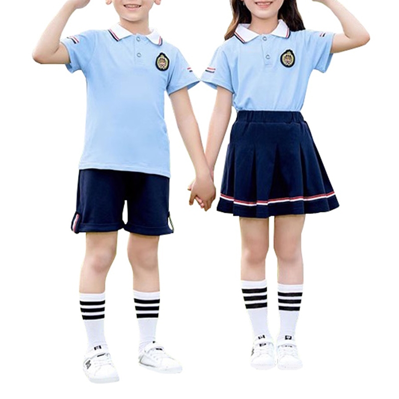 兒童校服套裝 男女童 POLO 領短袖套裝配短褲 / 百褶裙 清新校園風班服