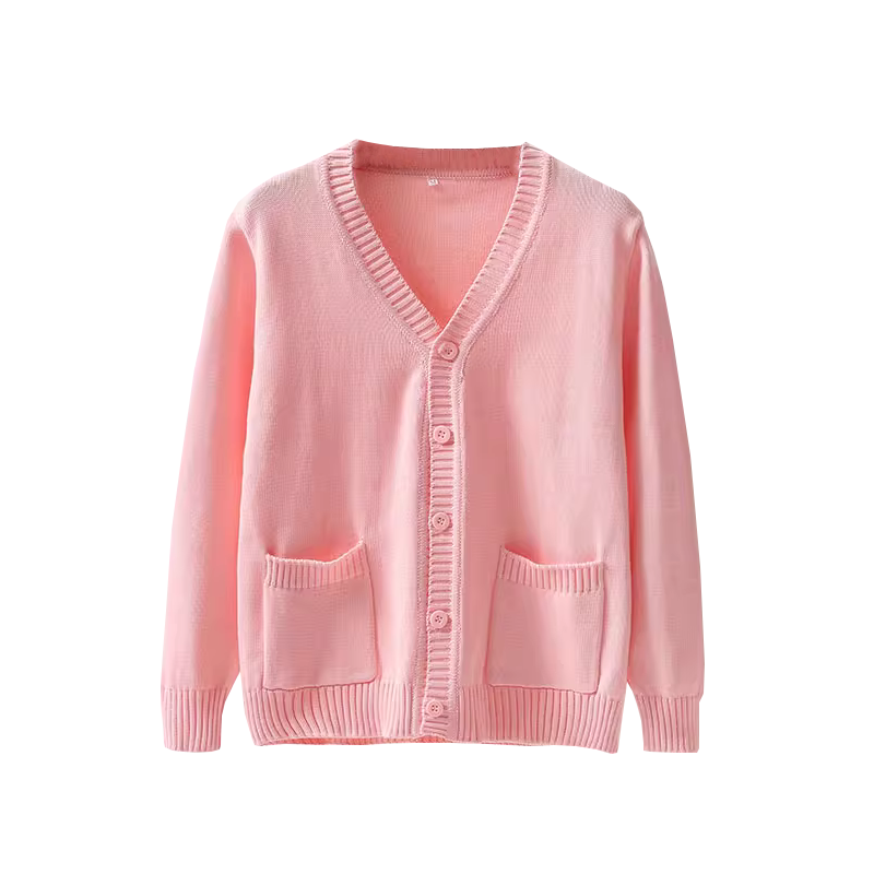 粉色 V 領針織開衫 秋冬百搭毛衣外套