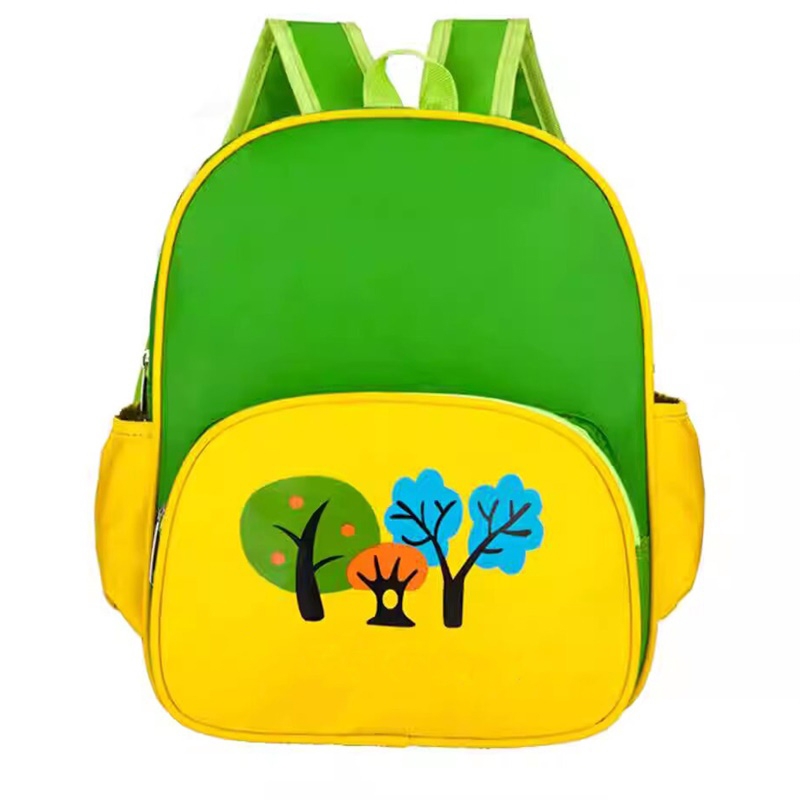 可愛卡通樹木圖案兒童揹包，男女童輕便耐用幼兒園書包