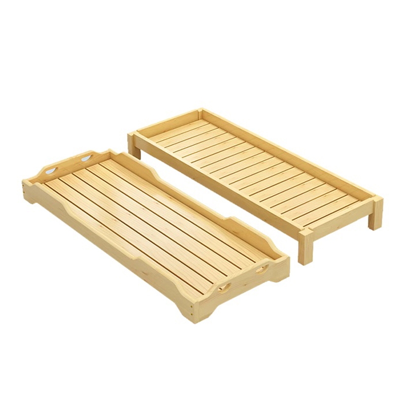 實木兒童午睡牀 幼兒園家用木質牀 帶圍欄透氣條板兒童牀