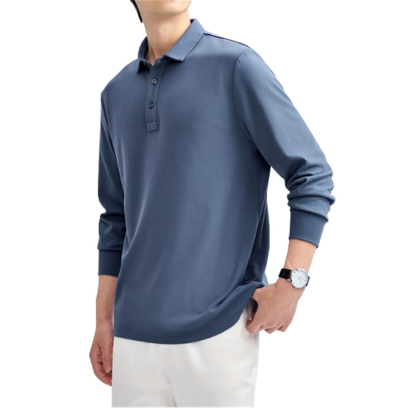 长袖Polo衫男复古运动风保罗衫棉質双面布翻领上衣
