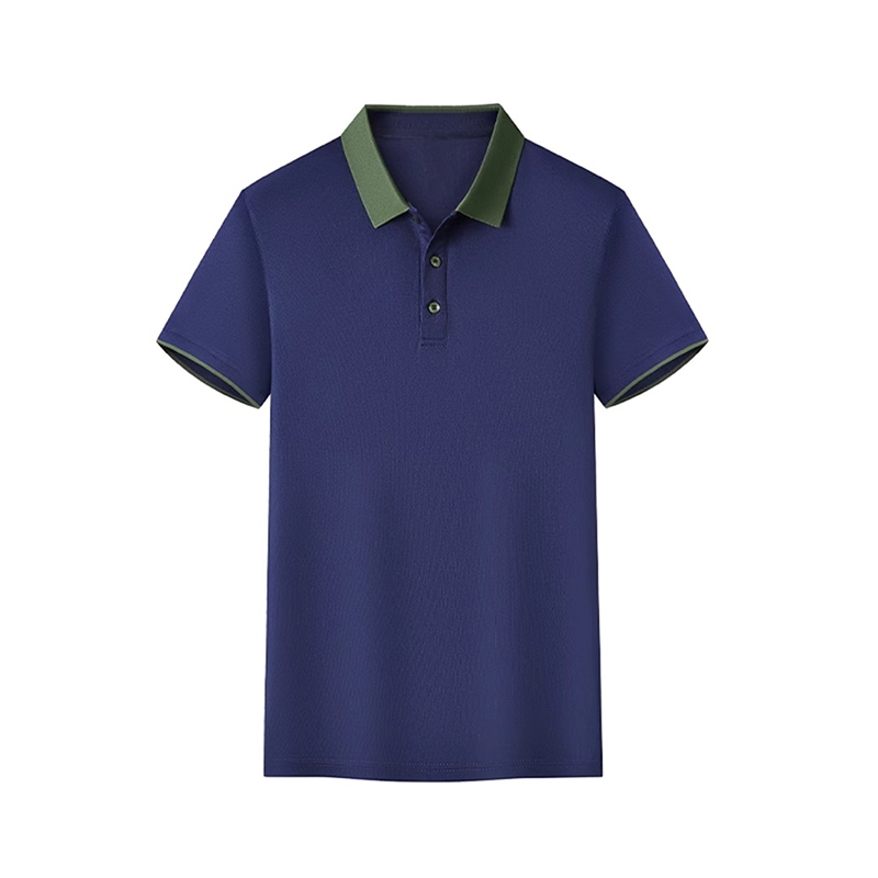 藏青拼茶綠色，夏裝工作服t恤短袖印定製 文化polo衫 工衣餐飲4S店高檔工裝