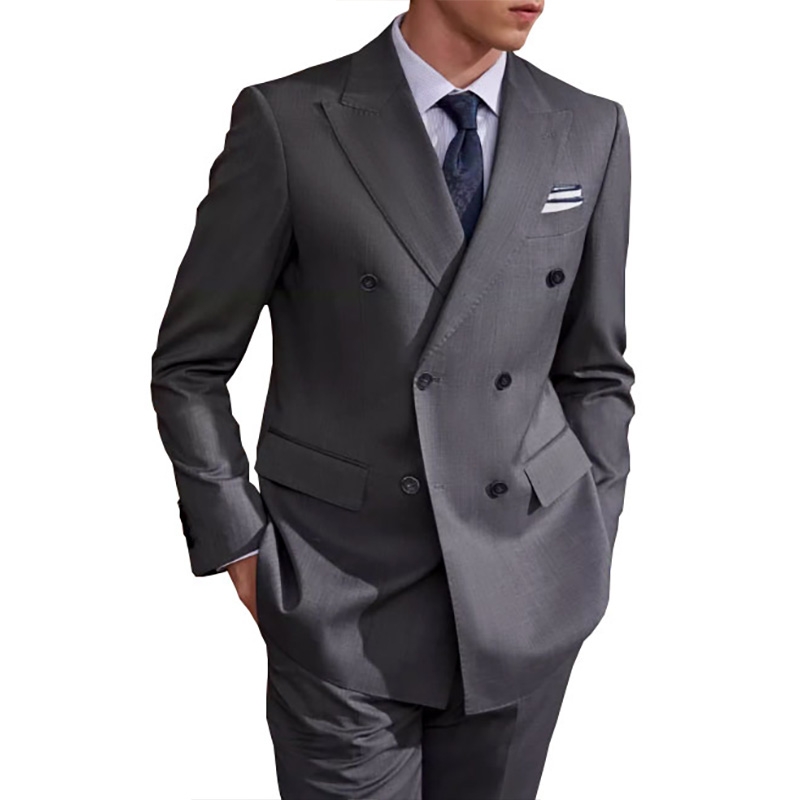 多用途正裝 / 半正裝西服套裝 辦公室、婚禮及特殊活動，灰色雙排扣西裝套裝