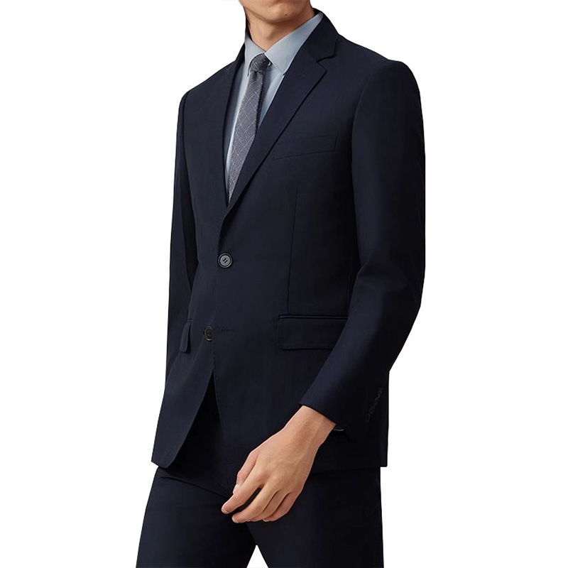男士深藍色正裝西裝套裝 修身商務西服（含西褲） 辦公室、婚禮及正式場合適用