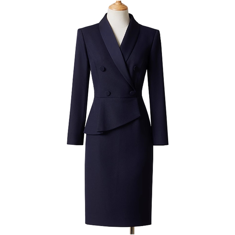 高質感職業連衣裙，秋冬長袖修身顯瘦氣質工裝西裝裙，女款酒店通勤工作服