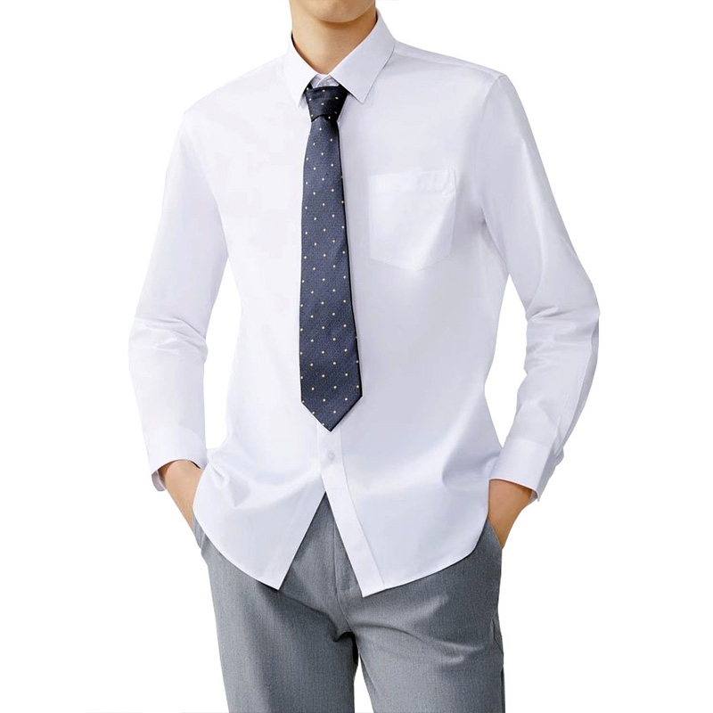 男士長袖白襯衫商務裝，抗菌抗皺西裝上衣