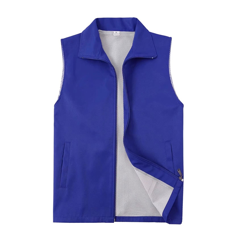 藍紫色翻領雙層菱形格馬甲