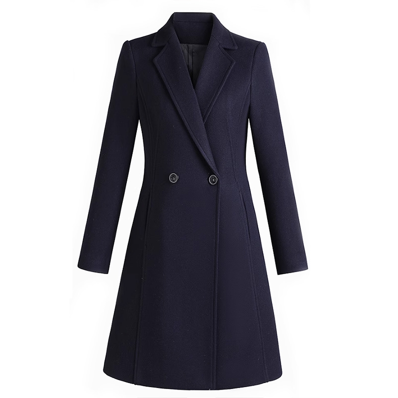 女款職業毛呢大衣，冬季中長款加厚呢子外套