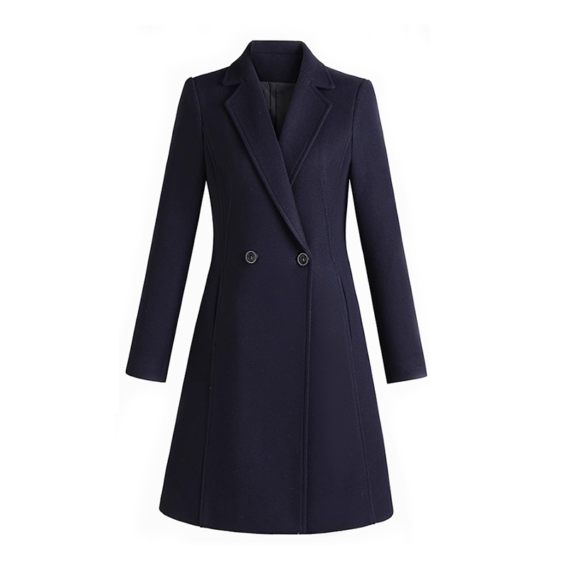 女款職業毛呢大衣，冬季中長款加厚呢子外套