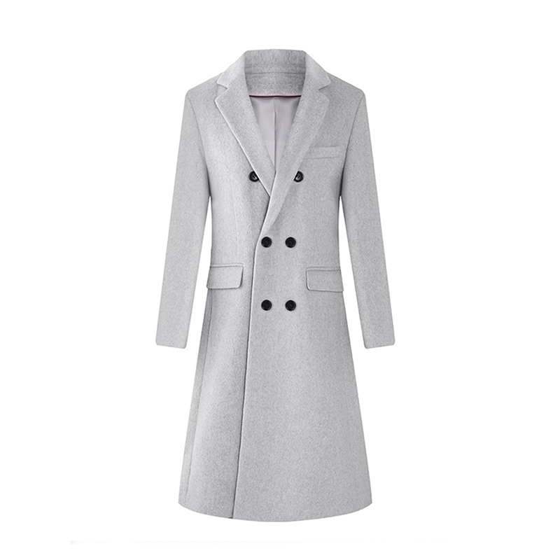 淺灰色仿羊絨長款呢子外套，立體肩膀加厚毛大衣