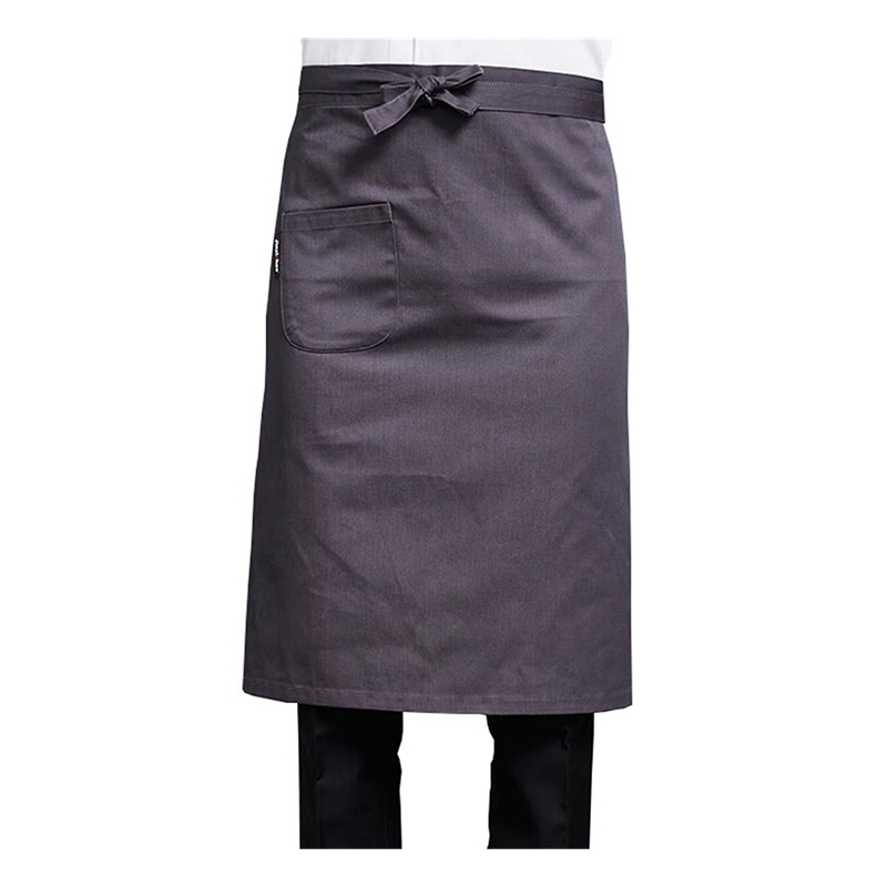 灰色系帶廚師圍裙帶口袋 半腰圍裙 廚房及餐廳用專業餐飲制服