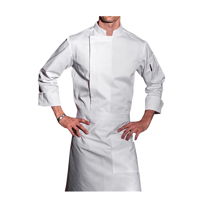 新款廚師七分袖工作服，餐飲店 定製耐磨白色套裝