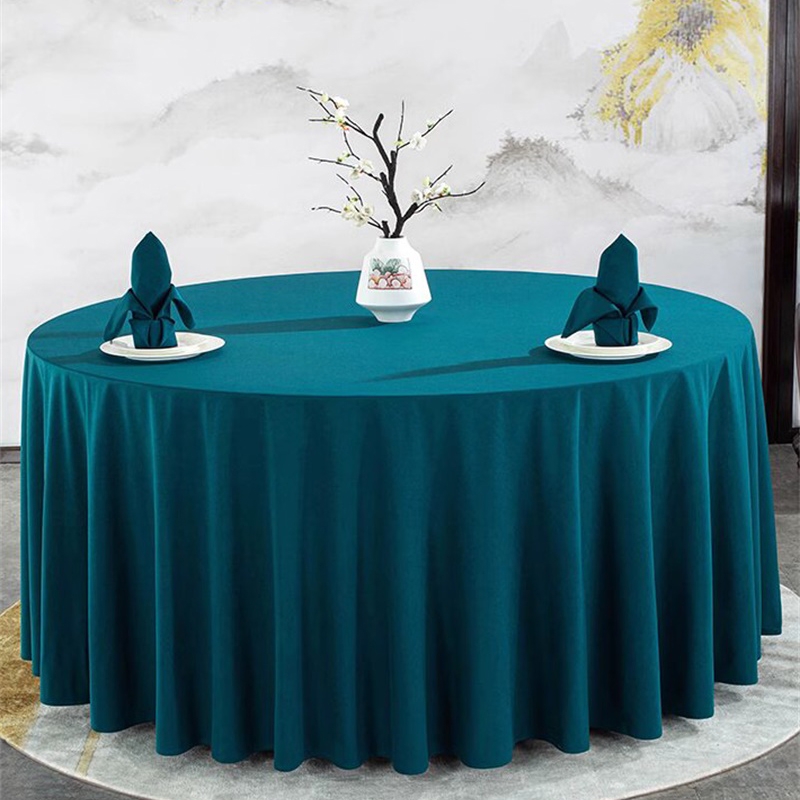 青綠色圓形桌布，耐用面料餐桌罩適用於餐廳、婚禮、派對、宴會，抗皺且易於清潔，多種顏色尺寸定製