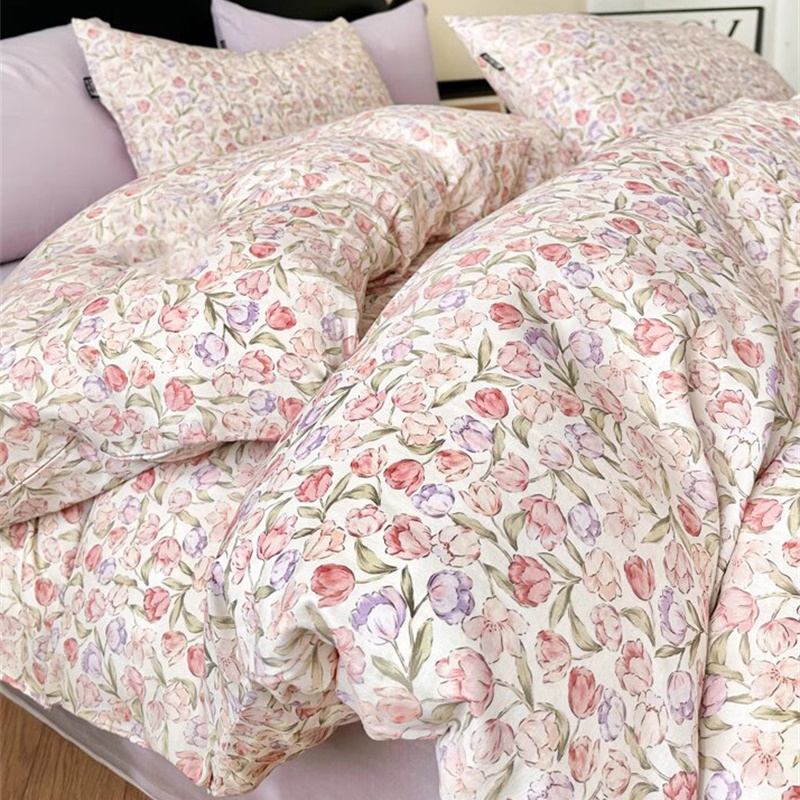 粉紫花卉  鬱金香圖案棉被