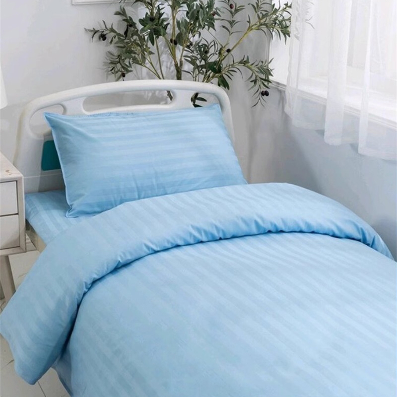 藍白緞條 柔軟順滑牀上用品牀單被套枕套
