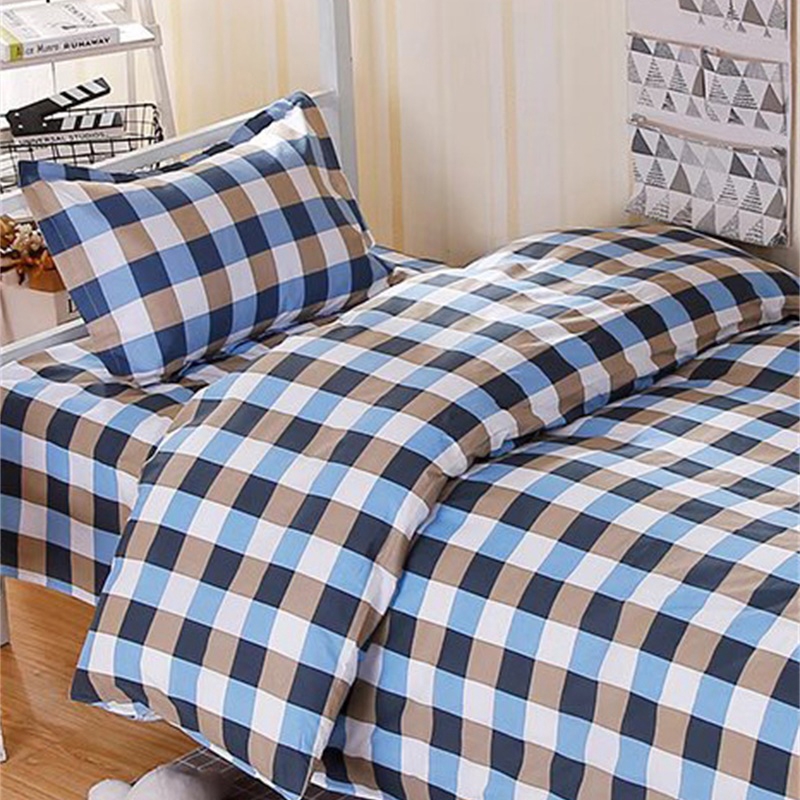 藍棕配色牀品 經典格紋 易洗耐用睡眠套裝